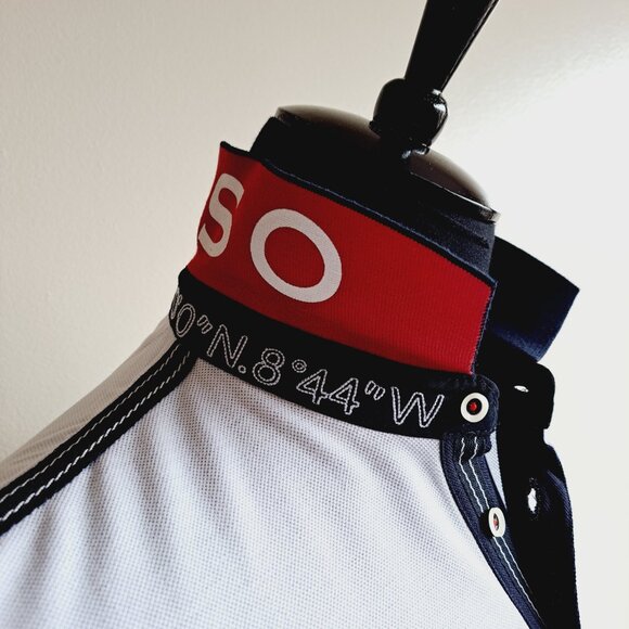 New Men's Impulso Italian While Blue Short Sleeves 100% Cotton Polo Shirt Size M - Picture 5 of 16